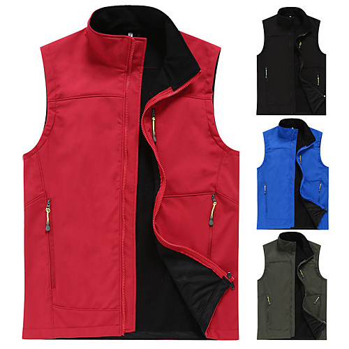 

Men's Hiking Vest / Gilet Softshell Jacket Fishing Vest Winter Outdoor Solid Color Thermal Warm Waterproof Lightweight Windproof Jacket Top Hunting Fishing Climbing Black Red Army Green Blue