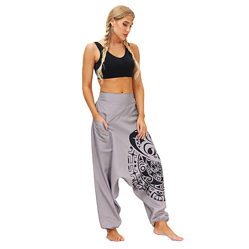 

Women's Men's Yoga Pants Harem Pocket Bloomers Bottoms Quick Dry Breathable Gray Yoga Fitness Gym Workout Sports Activewear / Casual / Athleisure