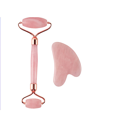 

Pink Crystal Finger Scraping Board V Face Jade Massage Roller Set for Whole Body