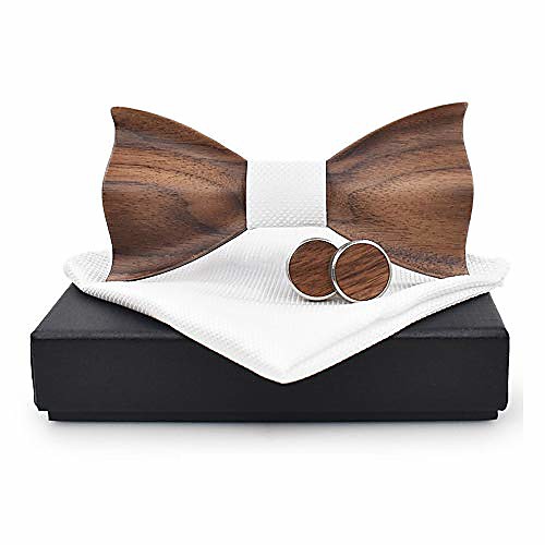 

tie fashion wooden men's wooden bow tie 3d wood handmade bow tie wedding party business accessories (color : white, size : 59.5cm)