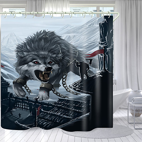 

Snow Wolf Digital Printing Shower Curtain Shower Curtains Hooks Modern Polyester New Design