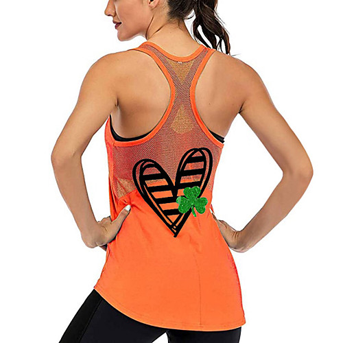 

Women's Yoga Top Racerback Patchwork Heart Dark Grey Black Purple Burgundy Dark Green Mesh Cotton Fitness Gym Workout Running Tank Top T Shirt Sport Activewear Lightweight Breathable Quick Dry
