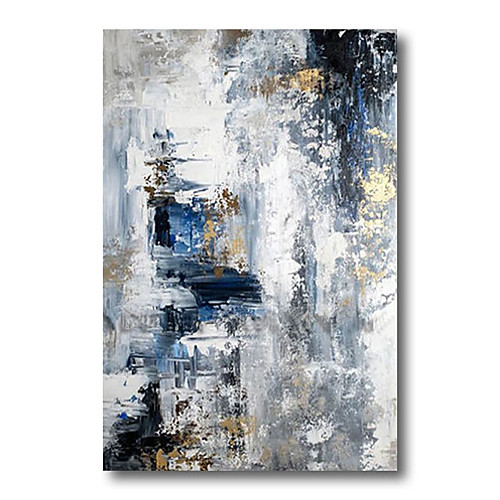 

Stretched Oil Painting Hand Painted Canvas Abstract Comtemporary Modern High Quality Blue Grey Ready to Hang