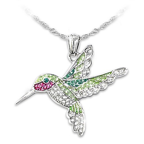 

hummingbird necklace jewelry valentine's day necklace colorful hummingbird pendant