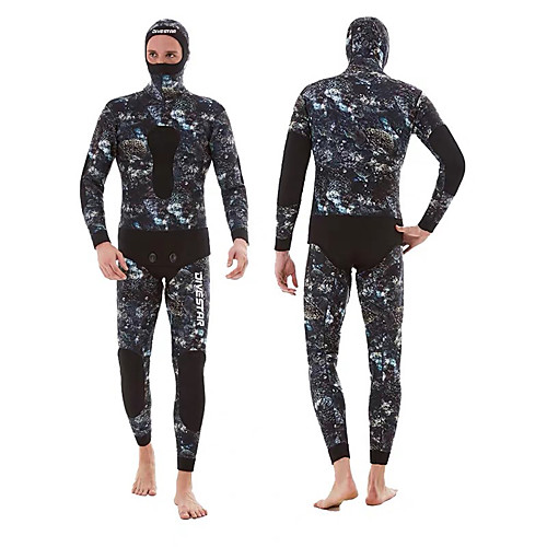 

DIVESTAR Men's Full Wetsuit 3mm CR Neoprene Diving Suit Long Sleeve 2 Piece Camo / Camouflage Autumn / Fall Winter Spring