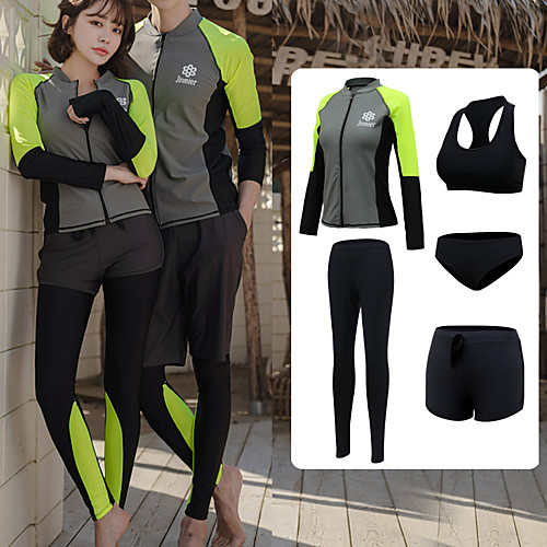 

Women's Rash Guard Dive Skin Suit Swimwear Quick Dry Breathable Long Sleeve Front Zip 5-Piece - Swimming Diving Surfing Patchwork Autumn / Fall Spring Summer