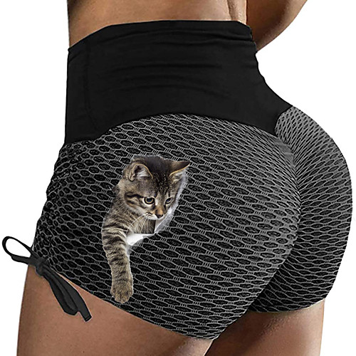 

Women's Yoga Pants Shorts Aquamarine Sports Activewear Cat Pattern Printing Women'S Sweatpants Fitness Training Yoga Running Quick-Drying Exercise