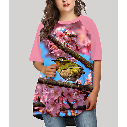 

Women's Plus Size Dresses T Shirt Dress Tee Dress Short Mini Dress Half Sleeve Floral Graphic Animal Print Basic Fall Blushing Pink XL XXL 3XL 4XL 5XL / Holiday