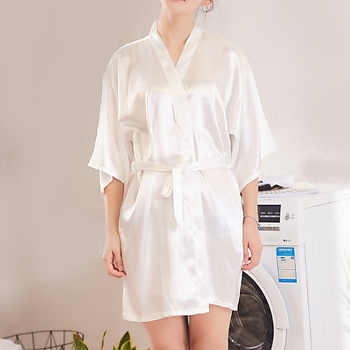 

Women's Lace up Robes Nightwear Solid Colored White / Black / Purple M L XL