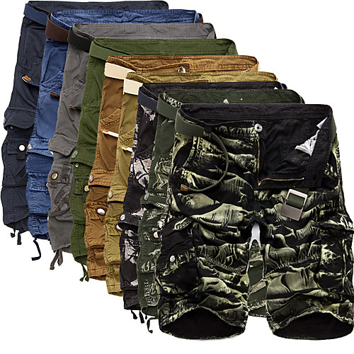 

Men's Hiking Shorts Hiking Cargo Shorts Solid Color Summer Outdoor Loose Multi-Pockets Quick Dry Breathable Comfortable Cotton Shorts Bottoms Mineral Green Black Yellow Red Army Green Hunting Fishing
