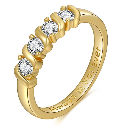 

simple style ring zircon ring female copper plated 18k gold jewelry
