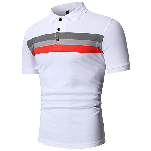 

Men's Polo Graphic Short Sleeve Daily Tops Cotton White