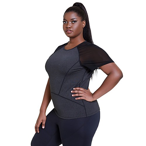 

Women's Plus Size Color Block T shirt Large Size Round Neck Short Sleeve Sporty Tops 2XL 3XL 4XL Big Size