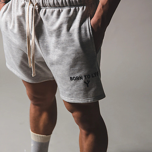 

Men's Casual / Sporty Athleisure Breathable Sports Daily Beach Chinos Shorts Pants Letter Short Drawstring Elastic Waist Solid beige Black Blue Gray