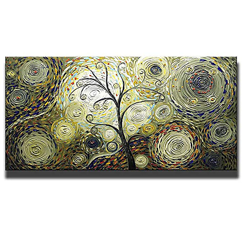

Handmade Hand Painted Horizontal Abstract Floral / Botanical Contemporary Modern Rolled Canvas (No Frame)