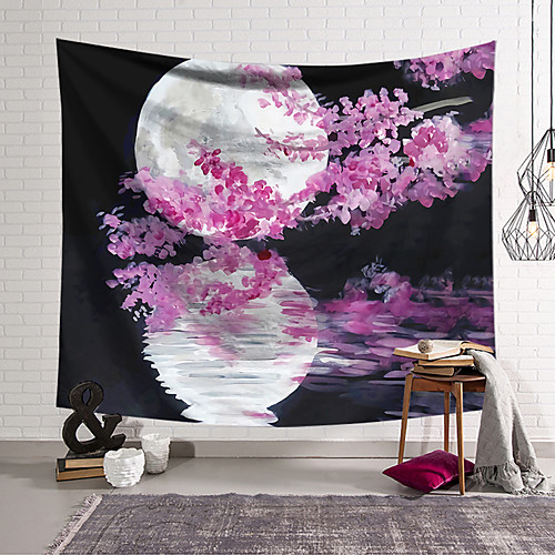 

Wall Tapestry Art Decor Blanket Curtain Hanging Home Bedroom Living Room Decoration Polyester Moon Cherry Tree