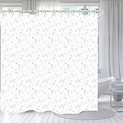 

Gray Flower Digital Printing Shower Curtain Shower Curtains Hooks Modern Polyester New Design