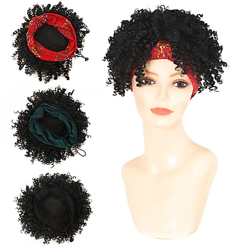 

2020 new headscarf wig wig foreign trade amazon african fashion small volume fluffy with silk scarf wig headgear