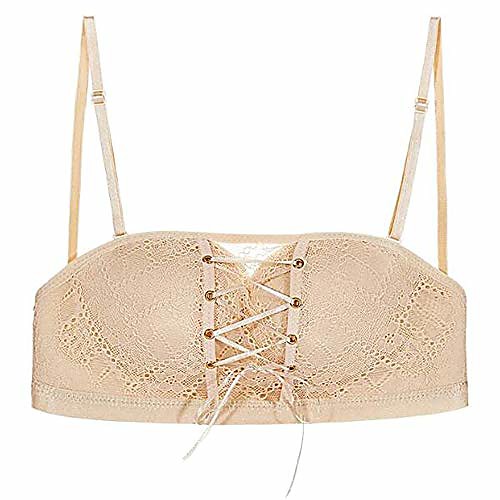 

lace strapless drawstring bandeau bra(skin, l:80c/36c)
