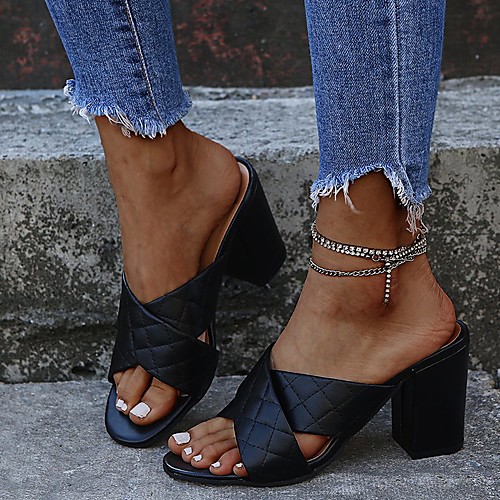 

Women's Heels High Heel Open Toe PU Solid Colored White Black Pink