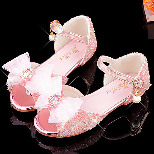 

Girls' Sandals Flower Girl Shoes Princess Shoes School Shoes Rubber PU Little Kids(4-7ys) Big Kids(7years ) Daily Party & Evening Walking Shoes Rhinestone Bowknot Sparkling Glitter Blue Pink Silver