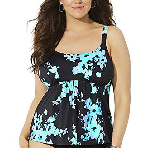 

swimsuits for all women's plus size flared tankini top 18 blue poppies