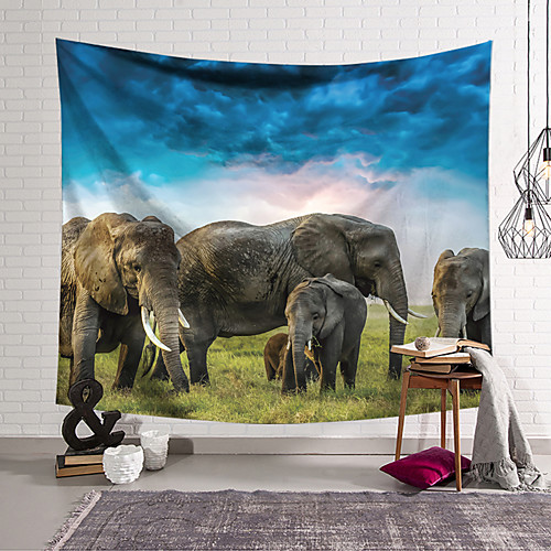 

Wall Tapestry Art Decor Blanket Curtain Hanging Home Bedroom Living Room Decoration Polyester Elephant Trek