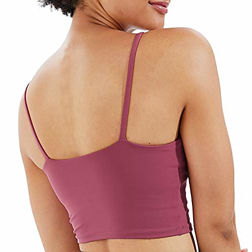 

essential padded sport bras with built-in bras classic soft crop top for yoga workout running,rose-red large