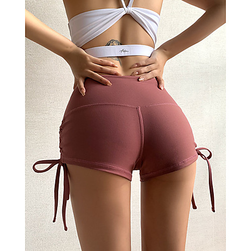 

Women's High Waist Running Shorts Yoga Pants Jogger Pants Ruched Butt Lifting Elastic Waistband Shorts Leggings Bottoms Tummy Control Butt Lift Quick Dry Butterfly Heart Solid Color Black Dark Purple