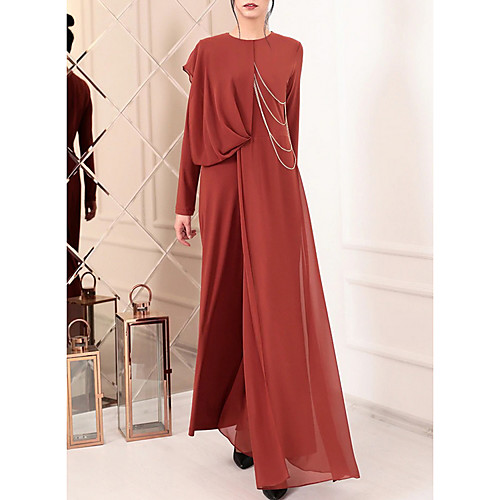 

Women's Kaftan Dress Maxi long Dress Purple Red Navy Blue Long Sleeve Solid Color Patchwork Summer Round Neck Casual 2021 M L XL XXL 3XL 4XL