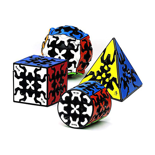 

QiYi Gear Magic Cube Set Gear Speed Cube Bundle of 3x3x3 Gear Cube Gear Pyraminx Cylindrical Gear Cube and Gear Ball Cube Puzzle Toys 4Pcs
