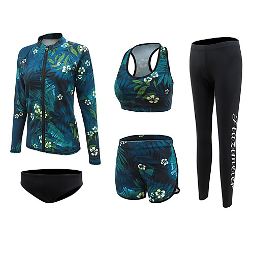 

Women's Rash Guard Dive Skin Suit Spandex Swimwear Quick Dry Breathable Long Sleeve 5-Piece - Swimming Diving Surfing Floral / Botanical Autumn / Fall Spring Summer