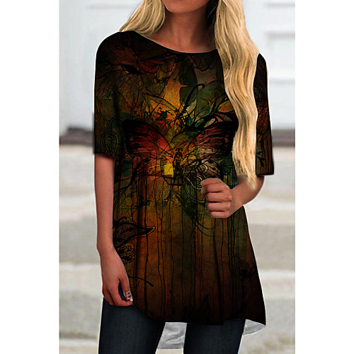 

Women's T Shirt Dress Tee Dress Short Mini Dress Black Half Sleeve Print Animal Print Spring Summer Round Neck Casual 2021 S M L XL XXL 3XL