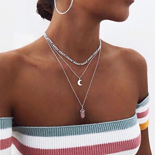 

Women's Necklace Layered Necklace Stacking Stackable Fashion European Alloy Silver 40 cm Necklace Jewelry 1pc For Street Gift Prom
