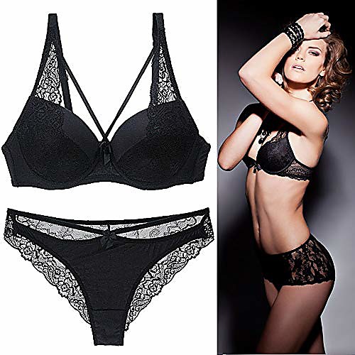 

yijueled women sexy lingerie underwire bra and panties set sexy low waisted lace bralettes and panty set underwear 2 piece black