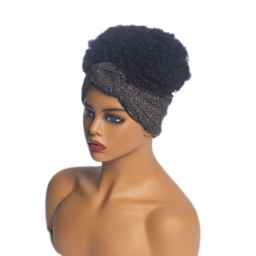 

shiny headscarf wig headgear new headscarf wig cover africa small curly hair wig headgear