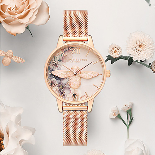 

oliviaburton female watch small bee pink crystal for girlfriend gift