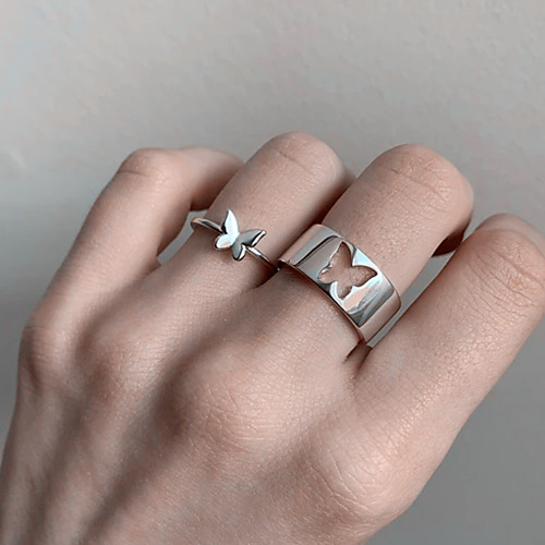 

Couple Rings Silver Gold Alloy Butterfly Simple Punk Sweet 2pcs One Size / Women's / Couple's / Band Ring
