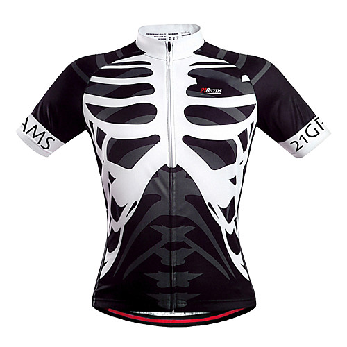 

21Grams Men's Short Sleeve Cycling Jersey Summer Polyester Yellow Blue Orange Skeleton Bike Jersey Top Mountain Bike MTB Road Bike Cycling Quick Dry Breathable Back Pocket Sports Clothing Apparel