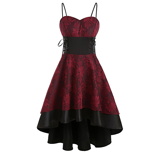 

Lisa Punk Lolita Gothic Prom Dresses Party Dress Party Prom Women's Lace Costume Black / Red Vintage Cosplay Homecoming Cocktail Party Date Sleeveless Knee Length