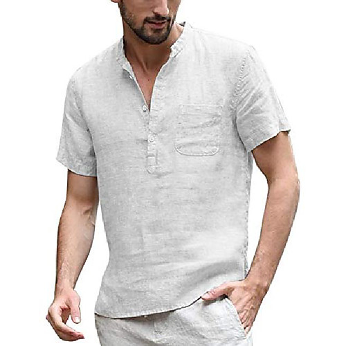 

coofandy men's cotton linen henley shirt short sleeve hippie casual beach t shirts with pocket