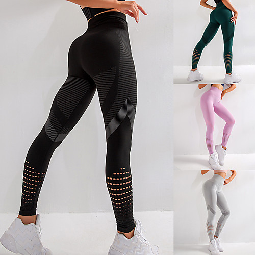 

Women's High Waist Running Tights Leggings Compression Pants Sports & Outdoor Leggings Bottoms Mesh Elastane Winter Fitness Gym Workout Running Jogging Tummy Control Butt Lift Quick Dry Sport Solid