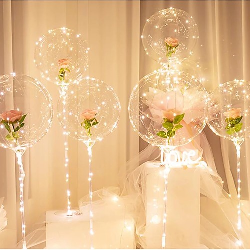 

2pcs Birthday Party Decor LED Balloon Column Stand With Base Transparent Foil Balloon Christmas Wedding Decor Home Decor Accessories