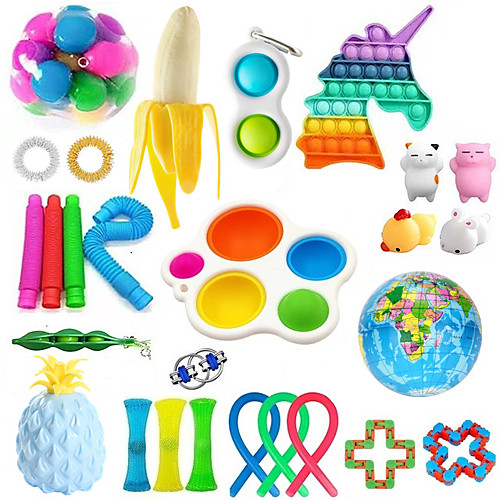 

27 pcs Fidget Sensory Toy Set Stress Relief Toys Autism Anxiety Relief Stress Pop Bubble Fidget Sensory Toy For Kids Adults