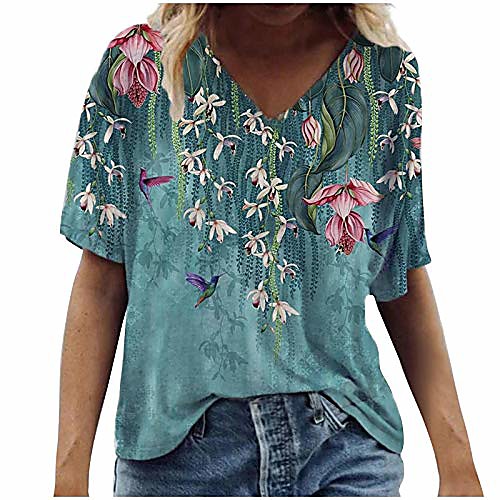 

succper ladies summer t-shirt basic short-sleeved tops v-neck loose tops solid casual shirts printing t-shirt top summer loose shirt summer tops top shirt graphic print tops tee tops