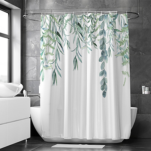 

Shower Curtain With Hooks Suitable For Separate Wet And Dry Zone Divide Bathroom Shower Curtain Waterproof Oil-proof Modern and Floral / Botanicals