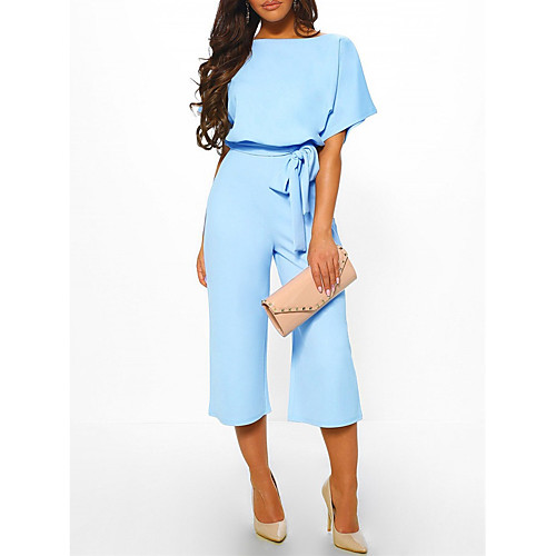

Women's Casual 2021 Light Blue ArmyGreen Lake Green Jumpsuit Solid Color