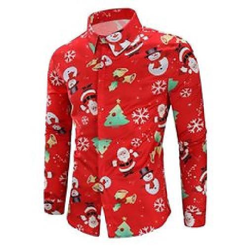 

men's casual shirts merry christmas men shirt streetwear snowflake santa claus printed top spring autumn blouse chemise homme