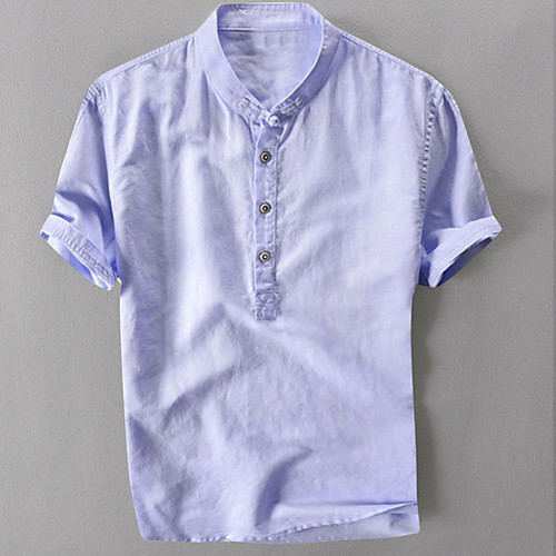 

men's cotton linen henley shirt short sleeve hippie breathable hanging cotton casual beach t shirts