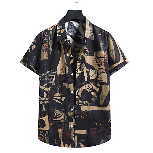

Men's Shirt Floral Short Sleeve Casual Tops Tropical Hawaiian A